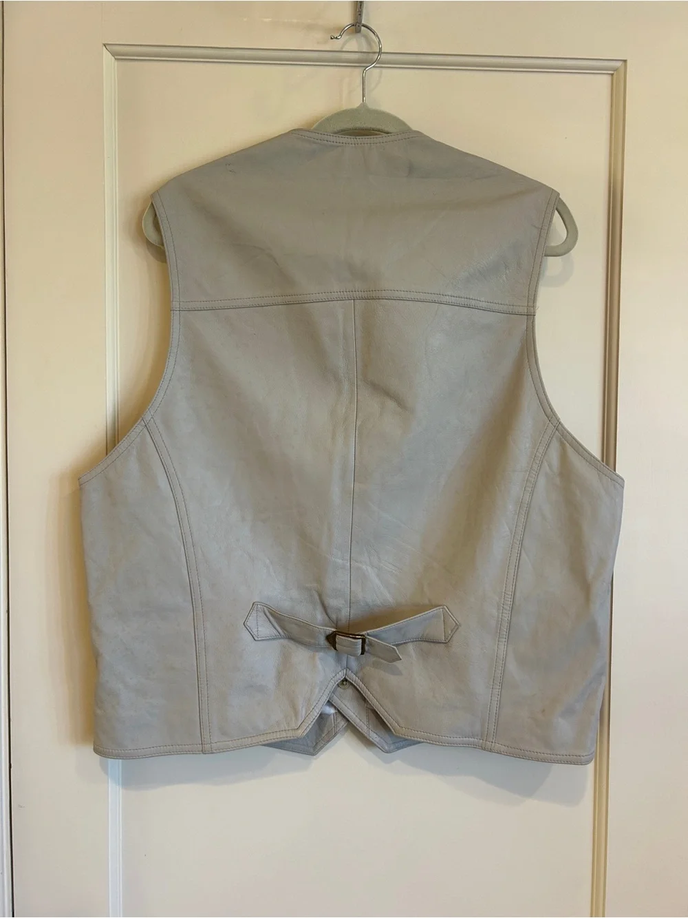 Calvin Klein Men's Light Gray Leather Vest - Tailored Button Front